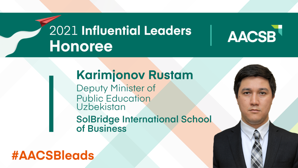 SolBridge Alumnus Rustam Karimjonov Honored as 2021 AACSB Influential Leaders