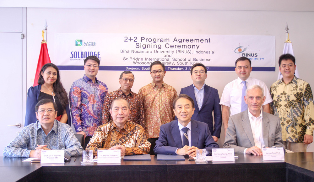 SolBridge and BINUS University, Indonesia signed collaboration on 2+2 BBA Agreement