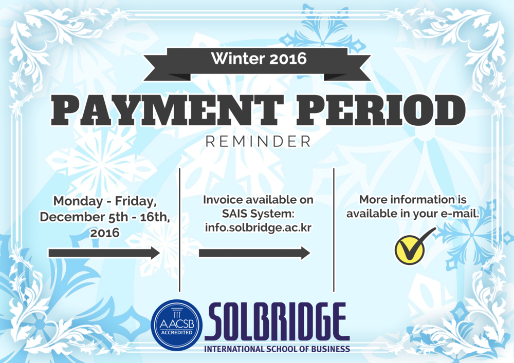 Payment Period for Winter 2016